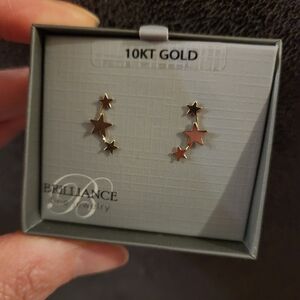 10KT Gold Star Cluster Stud Earrings - Gold